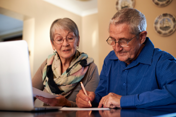Elderly Couple At Laptop